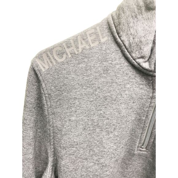 Michael Kors Mens 1/4 Zip Shoulder Spellout Gray Sweatshirt Size L - Picture 2 of 8